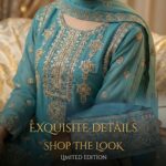 Exclusive Teal Blue Heavy Embroidered Georgette Three Piece Suit - Luxury Party Wear - Image 3