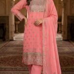 Premium Pink Georgette Embroidered Three-Piece Salwar Kameez