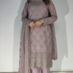 Luxury Lavender Georgette Pakistani Salwar Kameez with Heavy Embroidery & Cutwork Dupatta (3-Piece Suit)