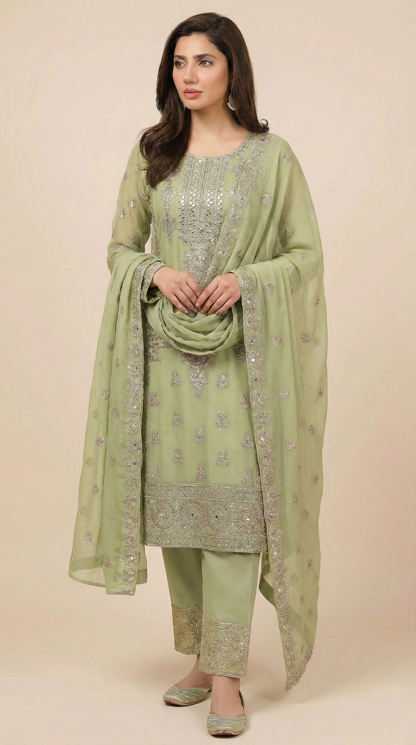 Gemini_Generated_Image_mhg7ujmhg7ujmhg7 Pistachio Green Mirror Work & Zari Embroidered Luxury Chiffon Suit - Image 1