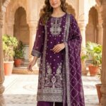 Elegance woven in threads of silver. intricate floral motifs meet geometric perfection in this stunning 3-piece luxury ensemble.