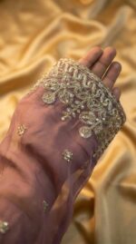 Women's Dusty Mauve Georgette Salwar Kameez with Intricate Zari and Sequin Embroidery - Image 4